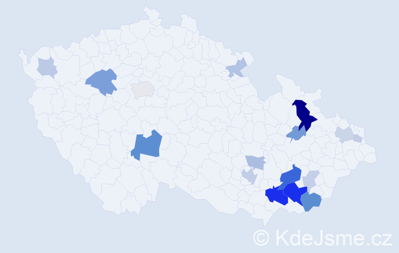 Příjmení: 'Kostrůnková', počet výskytů 44 v celé ČR