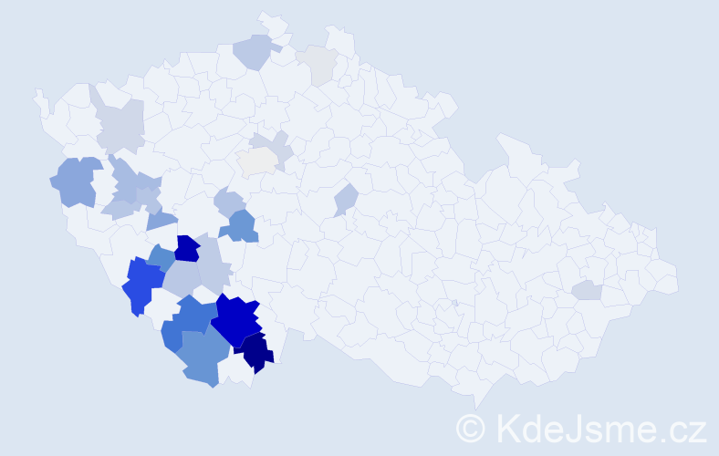 Příjmení: 'Hamberger', počet výskytů 105 v celé ČR