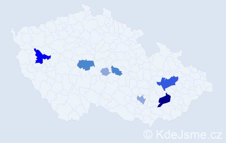Příjmení: 'Zubálová', počet výskytů 18 v celé ČR