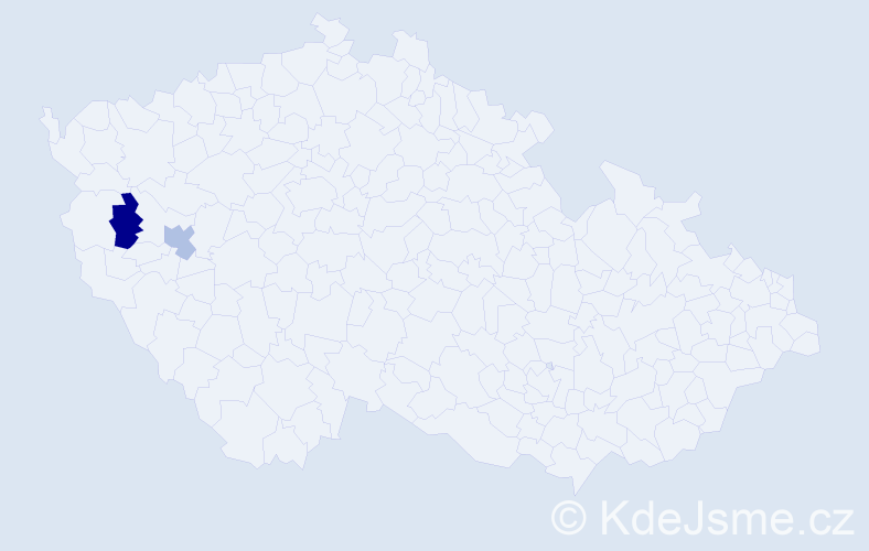 Příjmení: 'Gábris', počet výskytů 4 v celé ČR