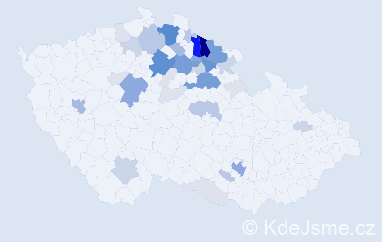 Příjmení: 'Zaplatílek', počet výskytů 164 v celé ČR