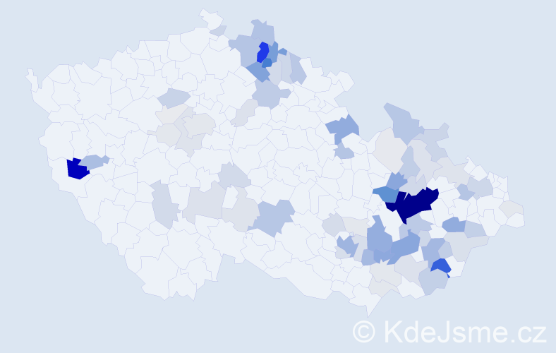 Příjmení: 'Kubáček', počet výskytů 287 v celé ČR