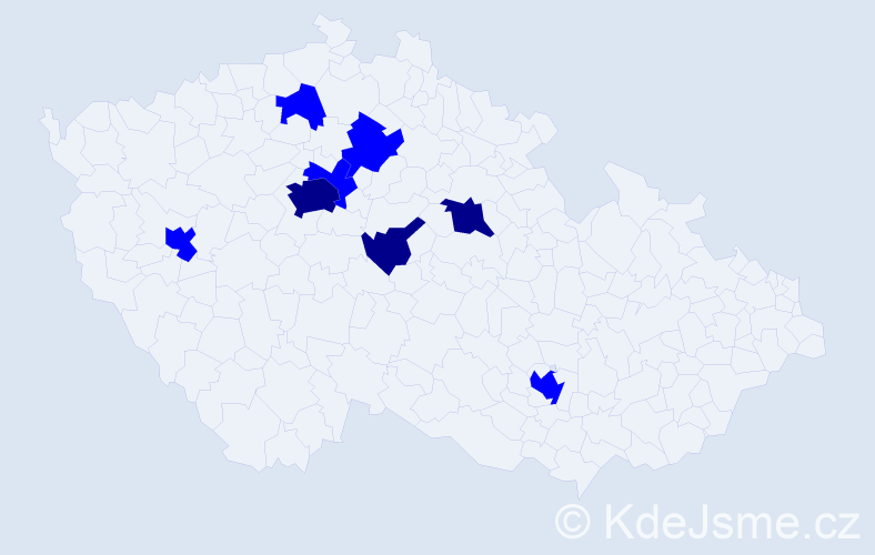Příjmení: 'Tomyshch', počet výskytů 11 v celé ČR