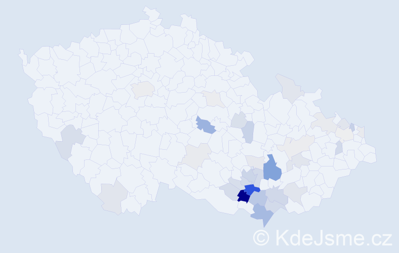 Příjmení: 'Klouparová', počet výskytů 102 v celé ČR