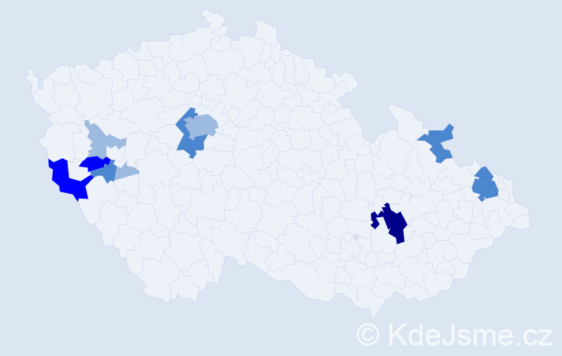 Příjmení: 'Ircing', počet výskytů 23 v celé ČR
