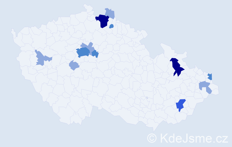 Příjmení: 'Tejnská', počet výskytů 26 v celé ČR