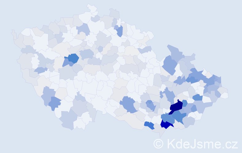 Příjmení: 'Foltýn', počet výskytů 1200 v celé ČR