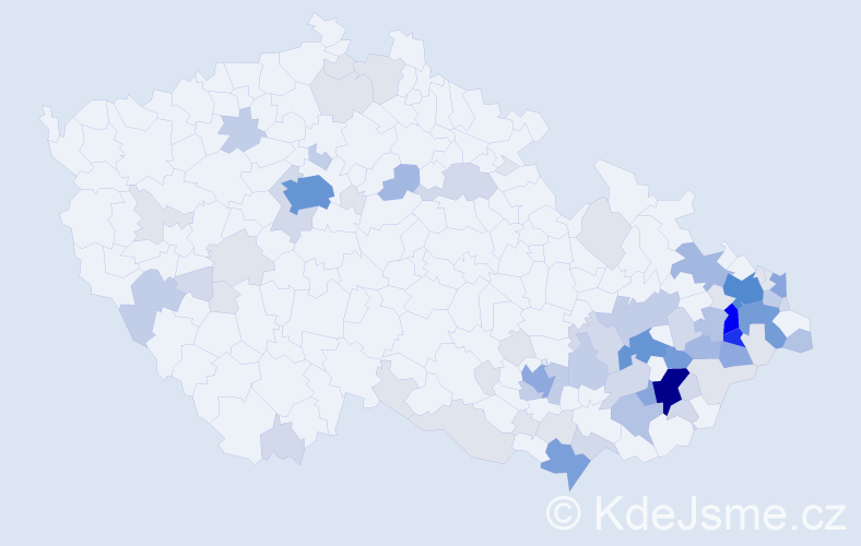 Příjmení: 'Gajdušek', počet výskytů 264 v celé ČR