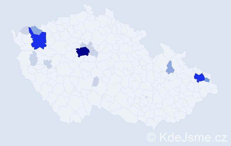 Příjmení: 'Kuzmiak', počet výskytů 45 v celé ČR