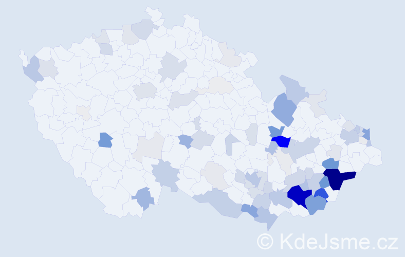 Příjmení: 'Juřička', počet výskytů 305 v celé ČR