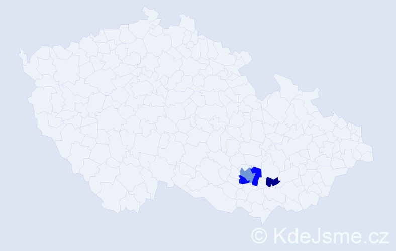 Příjmení: 'Skládanková', počet výskytů 9 v celé ČR