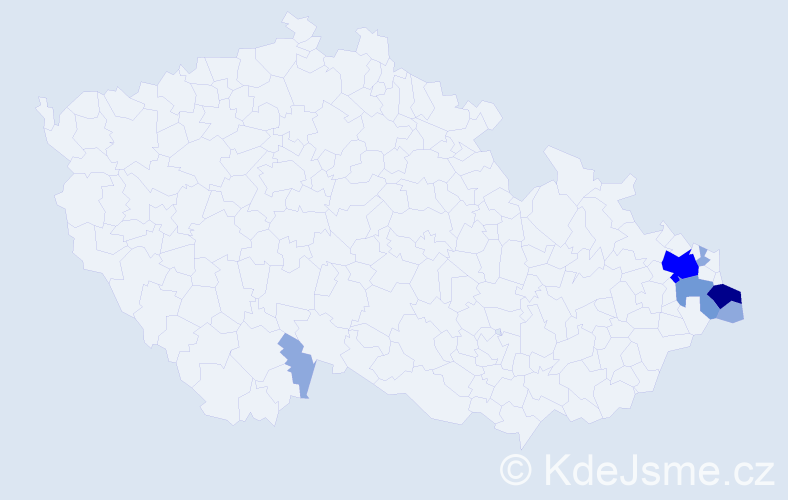 Příjmení: 'Górný', počet výskytů 15 v celé ČR