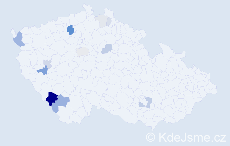 Příjmení: 'Krtoušová', počet výskytů 29 v celé ČR