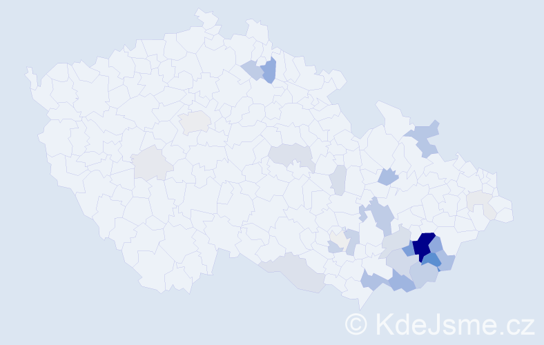 Příjmení: 'Chlud', počet výskytů 114 v celé ČR