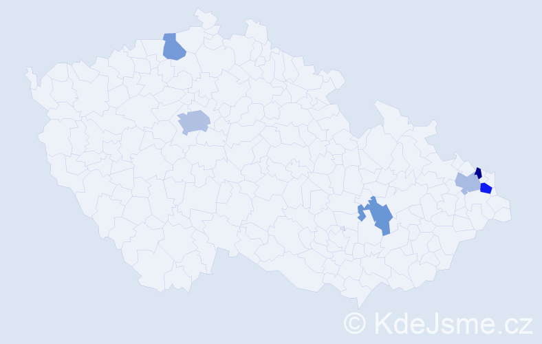 Příjmení: 'Bukovčan', počet výskytů 9 v celé ČR