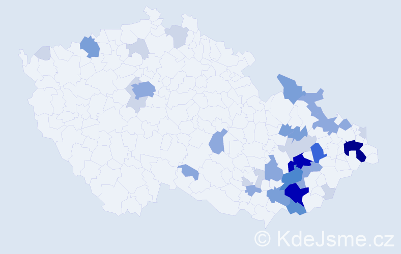 Příjmení: 'Cvek', počet výskytů 114 v celé ČR