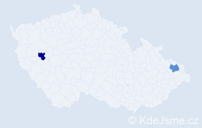 Příjmení: 'Cieciwová', počet výskytů 5 v celé ČR