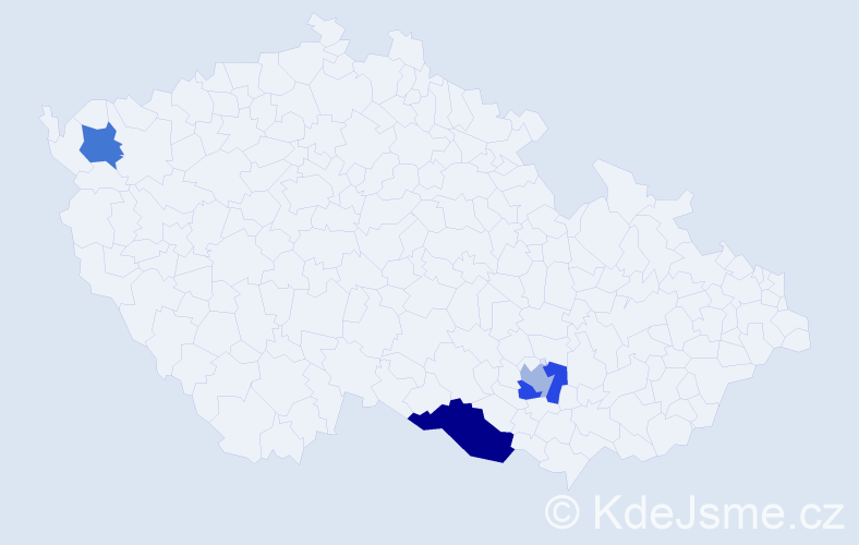 Příjmení: 'Dechet', počet výskytů 5 v celé ČR