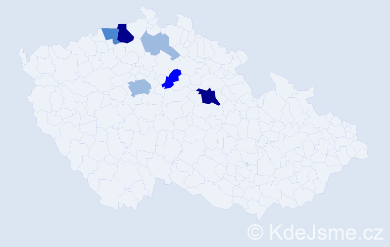 Příjmení: 'Trejdl', počet výskytů 16 v celé ČR