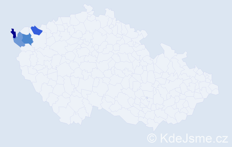 Příjmení: 'Pšaková', počet výskytů 5 v celé ČR