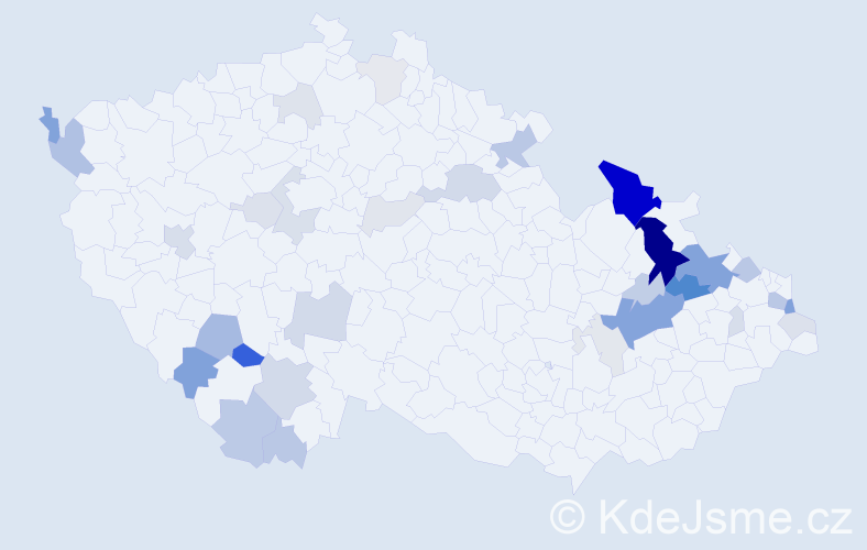 Příjmení: 'Harazin', počet výskytů 106 v celé ČR