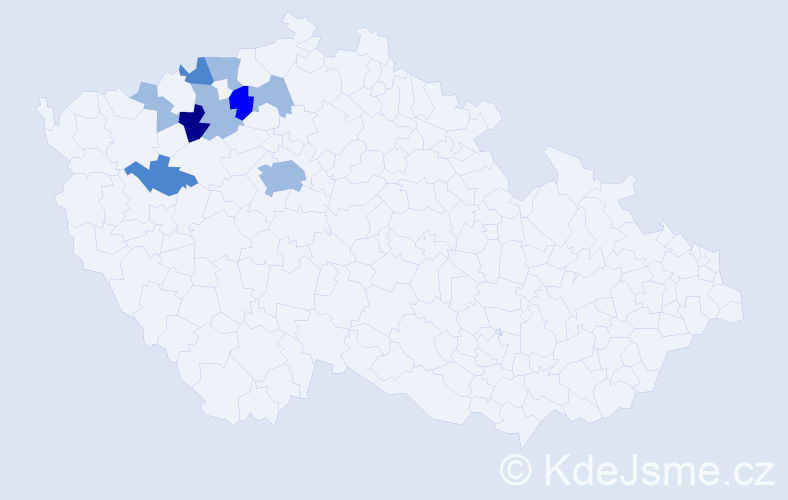 Příjmení: 'Kudrač', počet výskytů 17 v celé ČR