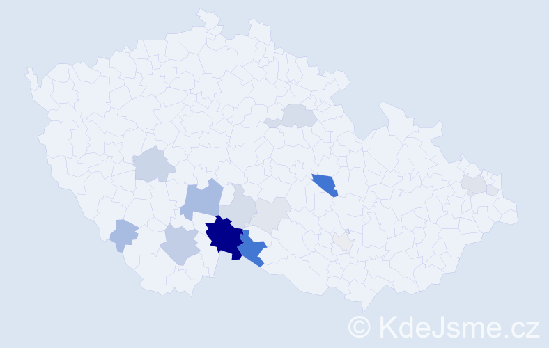 Příjmení: 'Běhoun', počet výskytů 46 v celé ČR