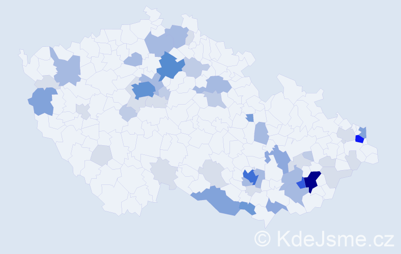 Příjmení: 'Kadlečíková', počet výskytů 165 v celé ČR