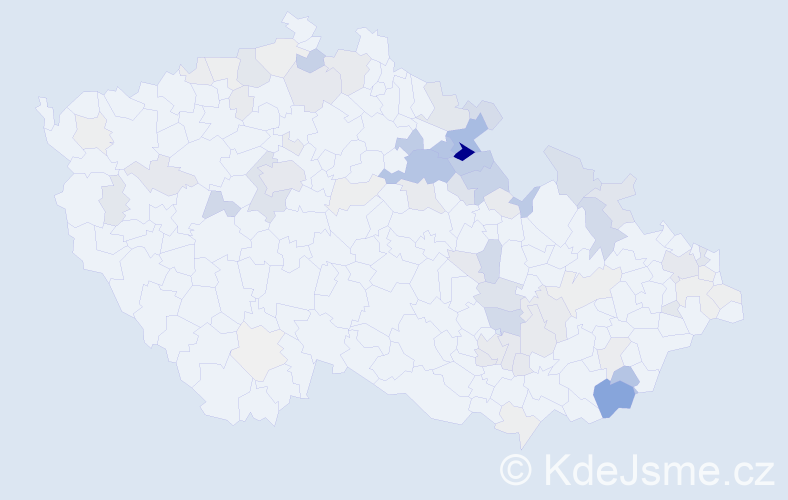 Příjmení: 'Kratěnová', počet výskytů 273 v celé ČR
