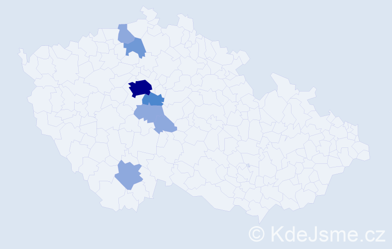 Příjmení: 'Hutar', počet výskytů 15 v celé ČR