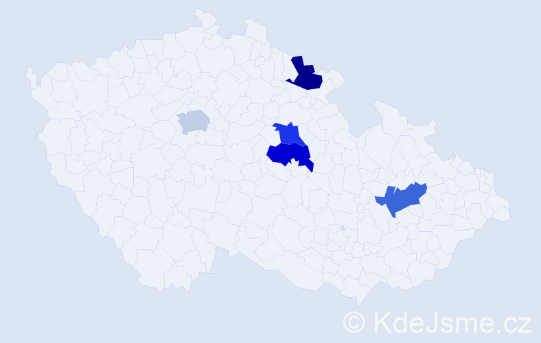 Příjmení: 'Deván', počet výskytů 5 v celé ČR