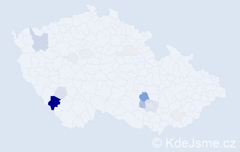 Příjmení: 'Kavlík', počet výskytů 53 v celé ČR