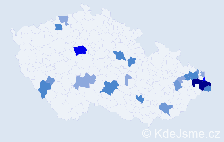 Příjmení: 'Jurga', počet výskytů 62 v celé ČR