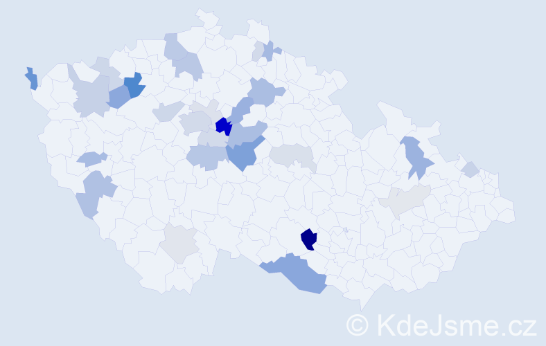 Příjmení: 'Vavák', počet výskytů 69 v celé ČR