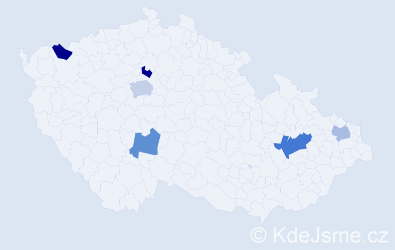 Příjmení: 'Kuzmin', počet výskytů 8 v celé ČR