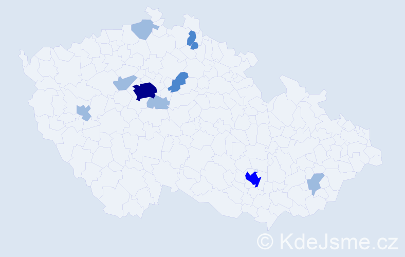 Příjmení: 'Čánská', počet výskytů 18 v celé ČR