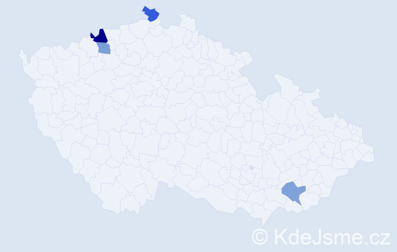 Příjmení: 'Pénteková', počet výskytů 5 v celé ČR