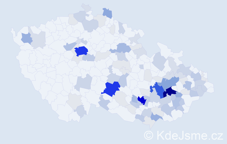 Příjmení: 'Pešák', počet výskytů 354 v celé ČR