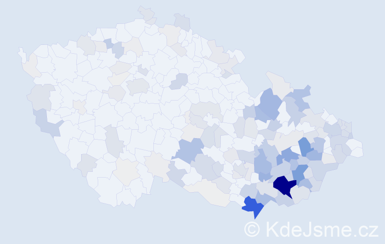 Příjmení: 'Bartošík', počet výskytů 582 v celé ČR