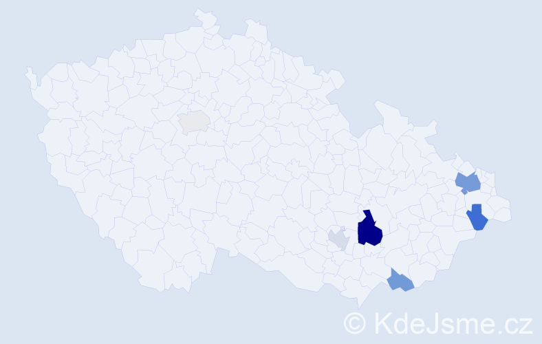 Příjmení: 'Zalešáková', počet výskytů 13 v celé ČR