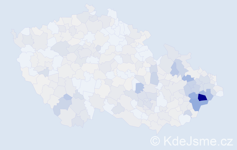 Příjmení: 'Křenek', počet výskytů 1736 v celé ČR