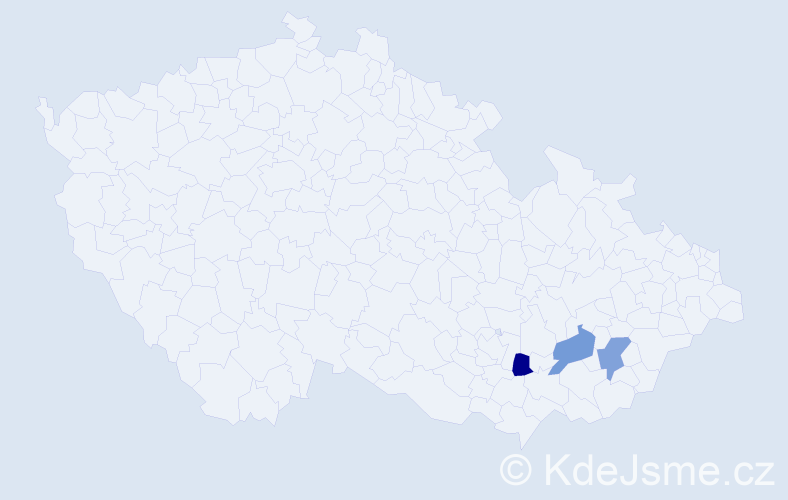 Příjmení: 'Čestnohorský', počet výskytů 3 v celé ČR