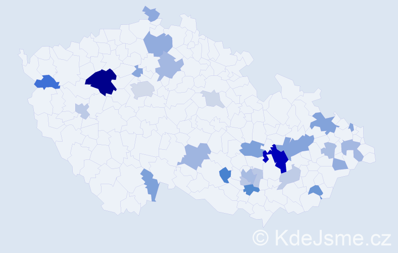 Příjmení: 'Karhánek', počet výskytů 64 v celé ČR