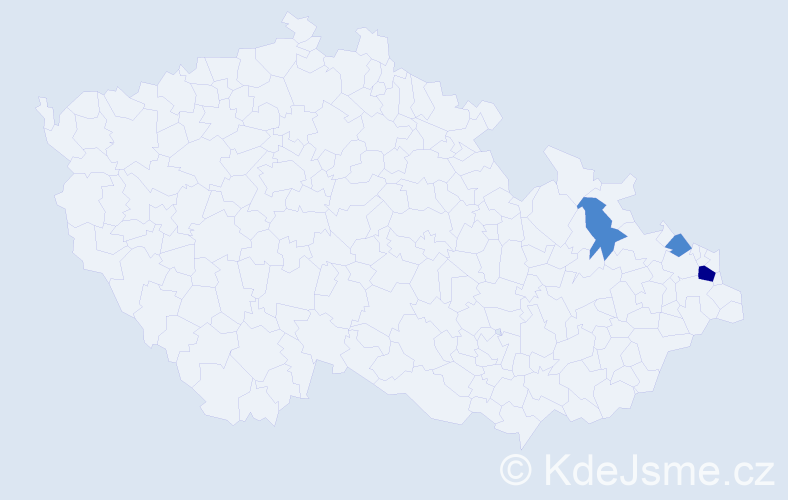 Příjmení: 'Vanot', počet výskytů 5 v celé ČR