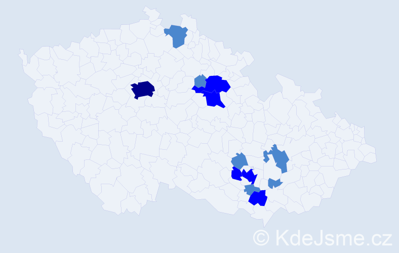 Příjmení: 'Čadík', počet výskytů 19 v celé ČR