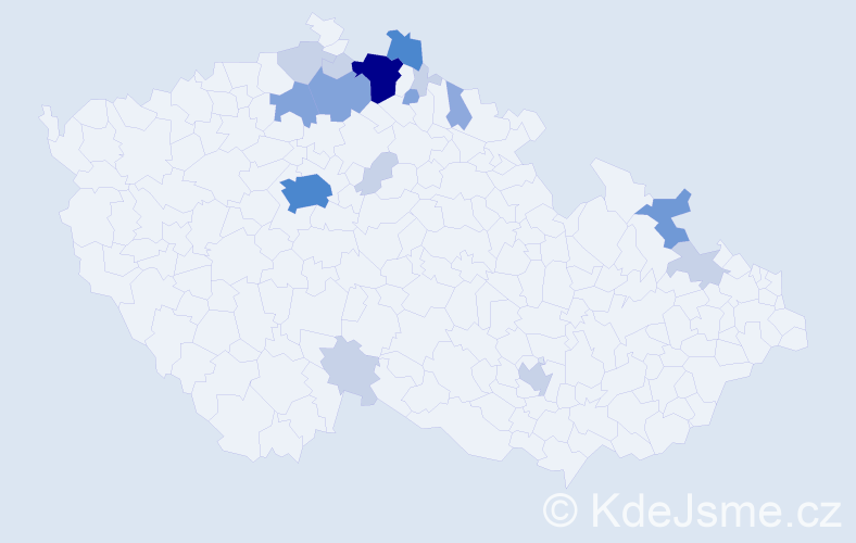 Příjmení: 'Čmuchálková', počet výskytů 46 v celé ČR