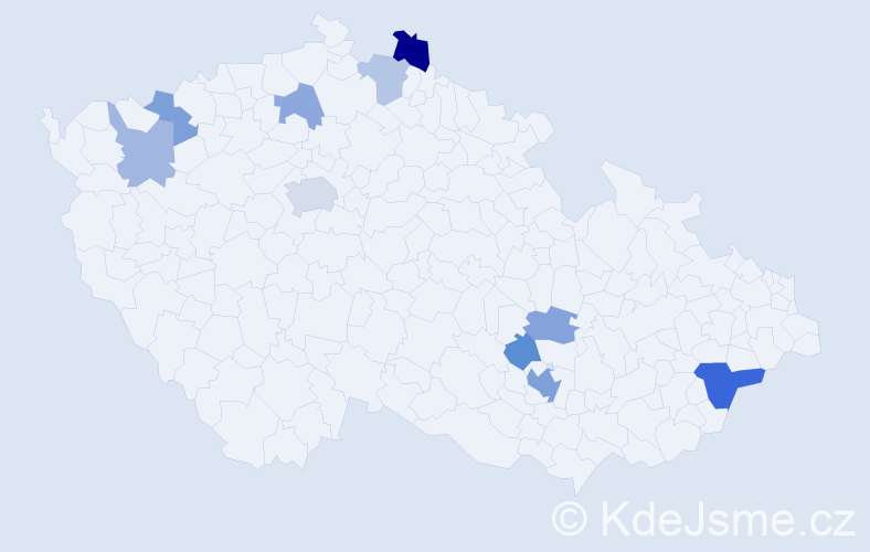 Příjmení: 'Samotná', počet výskytů 19 v celé ČR