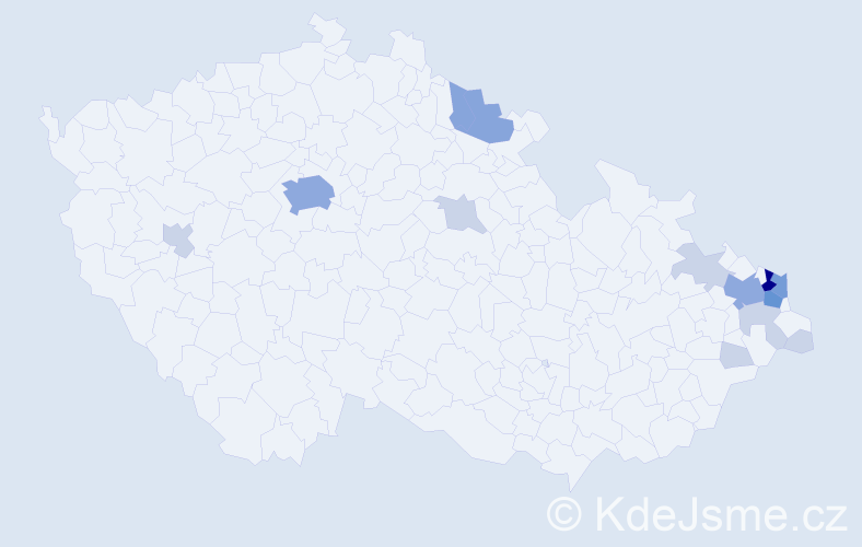 Příjmení: 'Kondělková', počet výskytů 38 v celé ČR