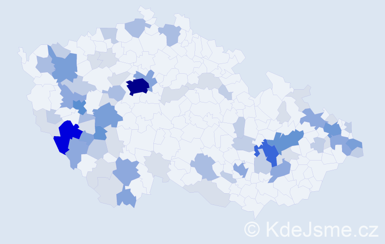 Příjmení: 'Bulková', počet výskytů 206 v celé ČR