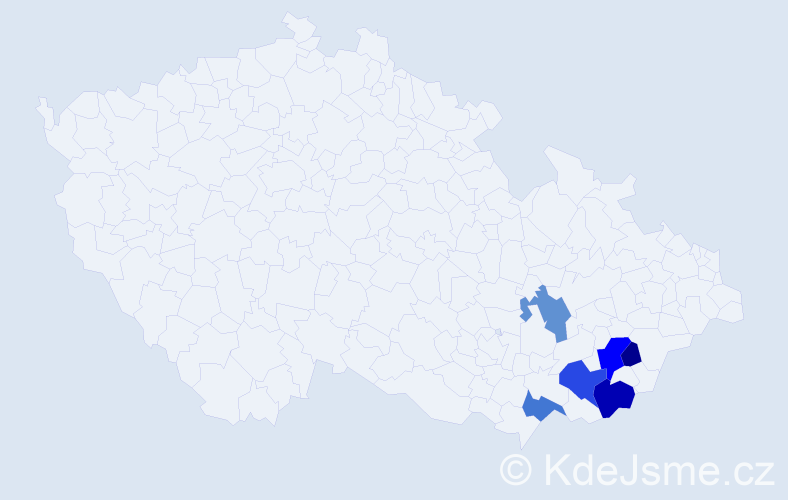 Příjmení: 'Vichorcová', počet výskytů 15 v celé ČR